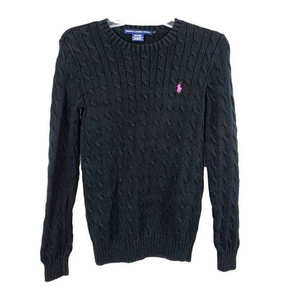 Ralph Lauren Sweaters - Ralph Lauren Wm M Black Twist Cable Cotton Sweater